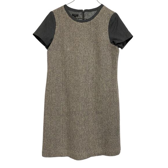 Talbots Sheath Dress 12P Tweed Style Tans Neutrals Lined Knee Length 1/4 Sleeve - Picture 1 of 14